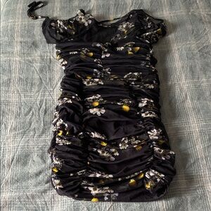 All Saints Black Floral Mini Dress